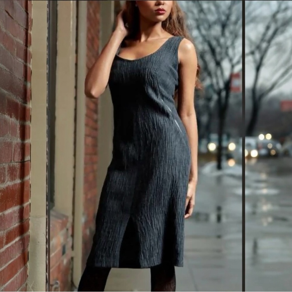 Lyudviga Couture Sleeveless Gray Textured Dress